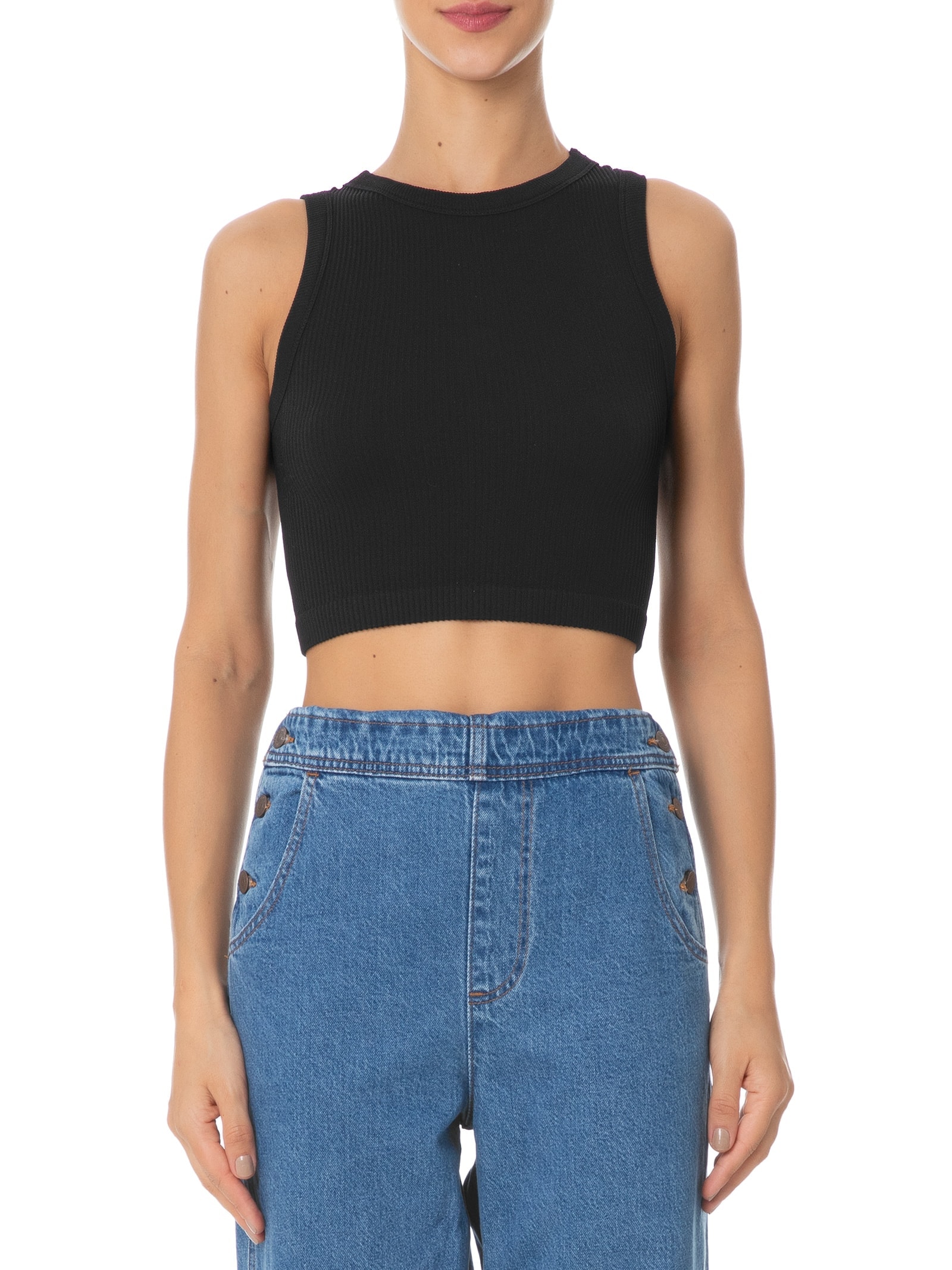 Regata Feminina Malha Canelada Preto Basiq