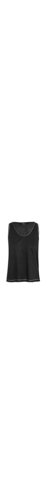 Regata Feminina Malha Decote U Lurex - Preto