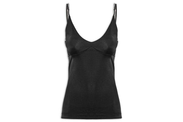 Regata Feminina Malha Detalhe Alça Miçanga - Preto