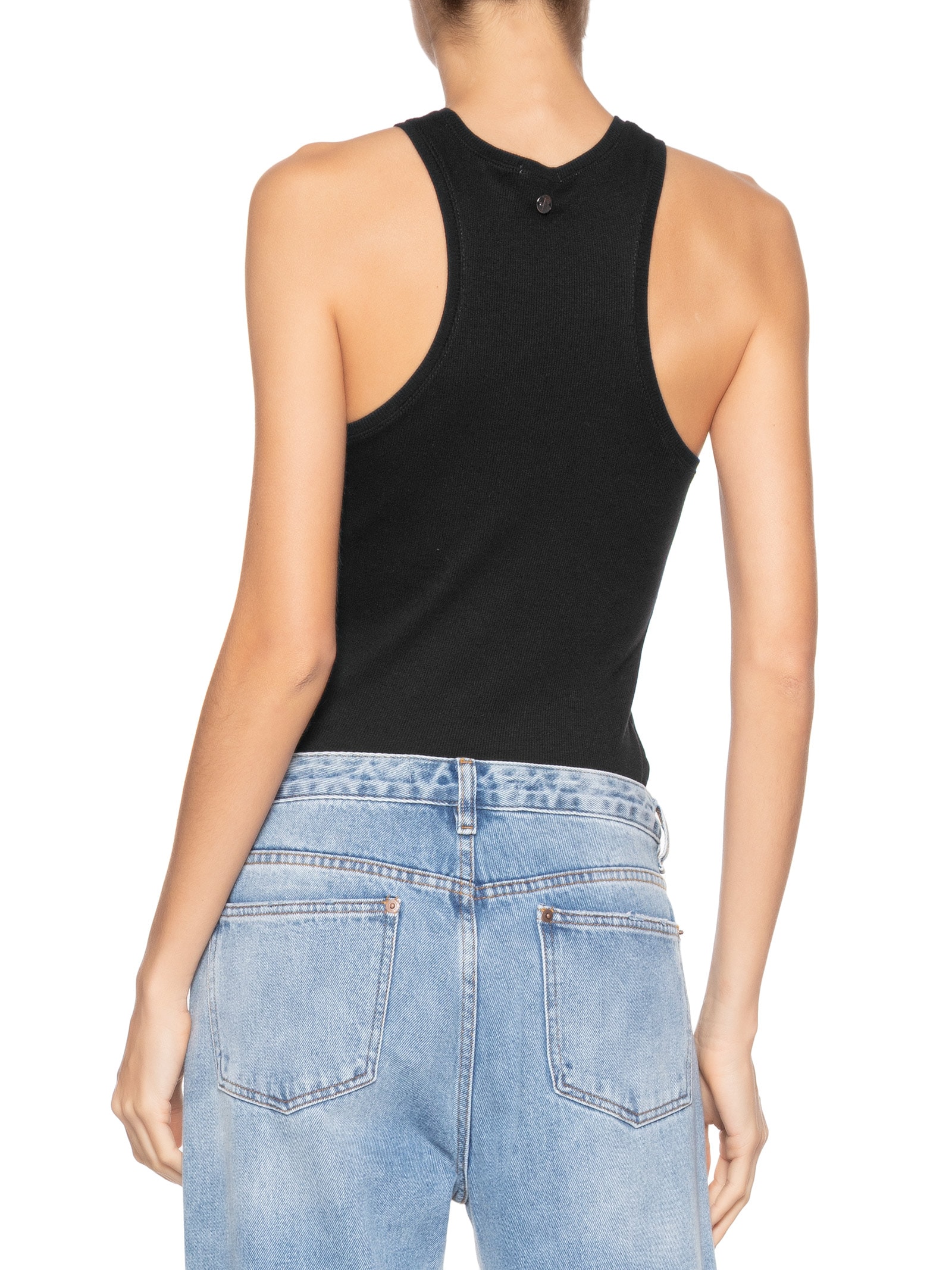 Regata Feminina Malha Halter Preto Animale Jeans