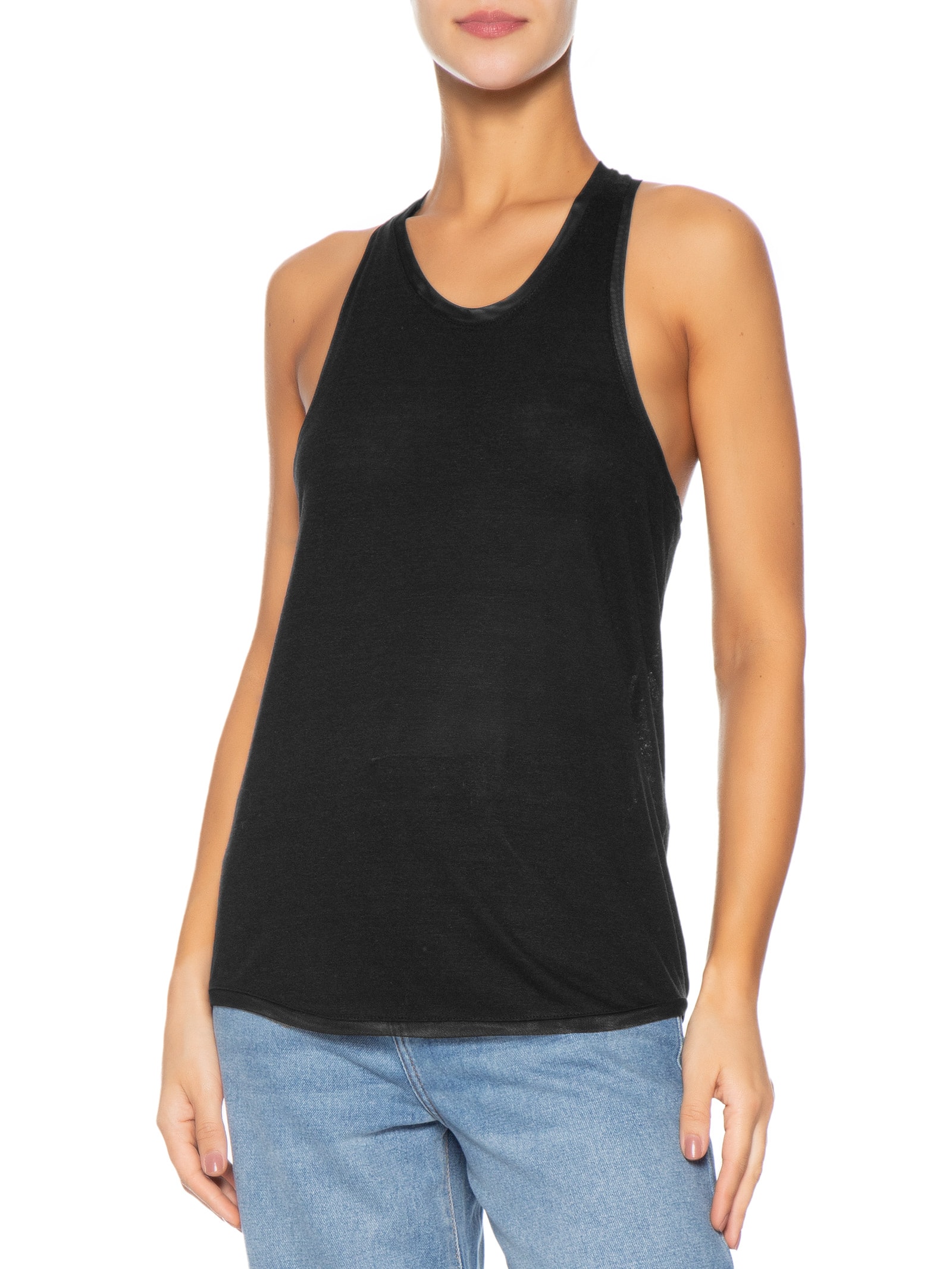 Regata Feminina Malha Linen Preto Osklen