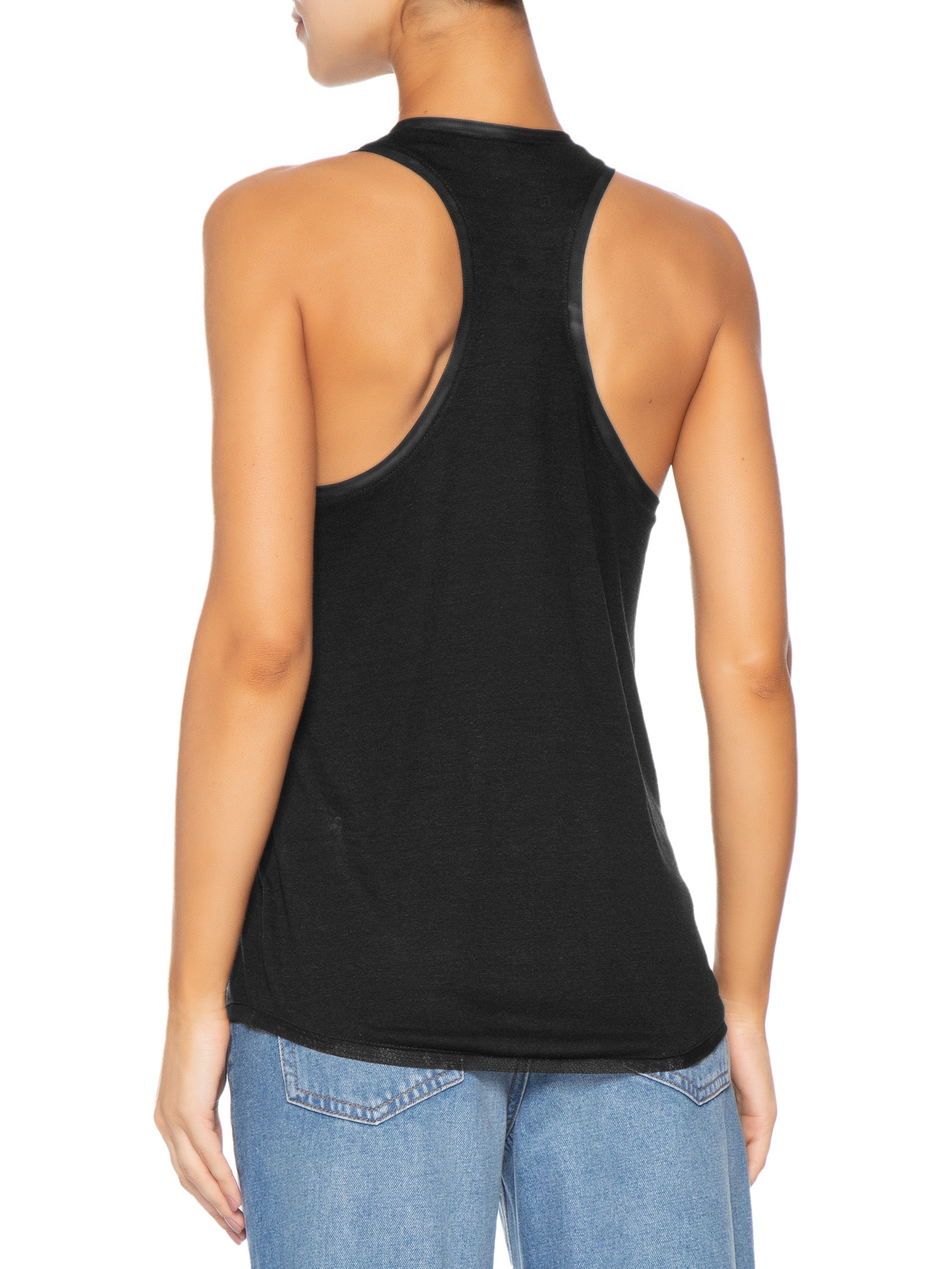 Regata Feminina Malha Linen Preto Osklen