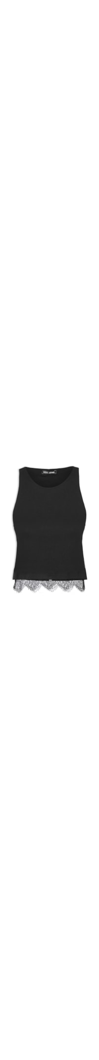 Regata Feminina Malha Mix Renda - Preto