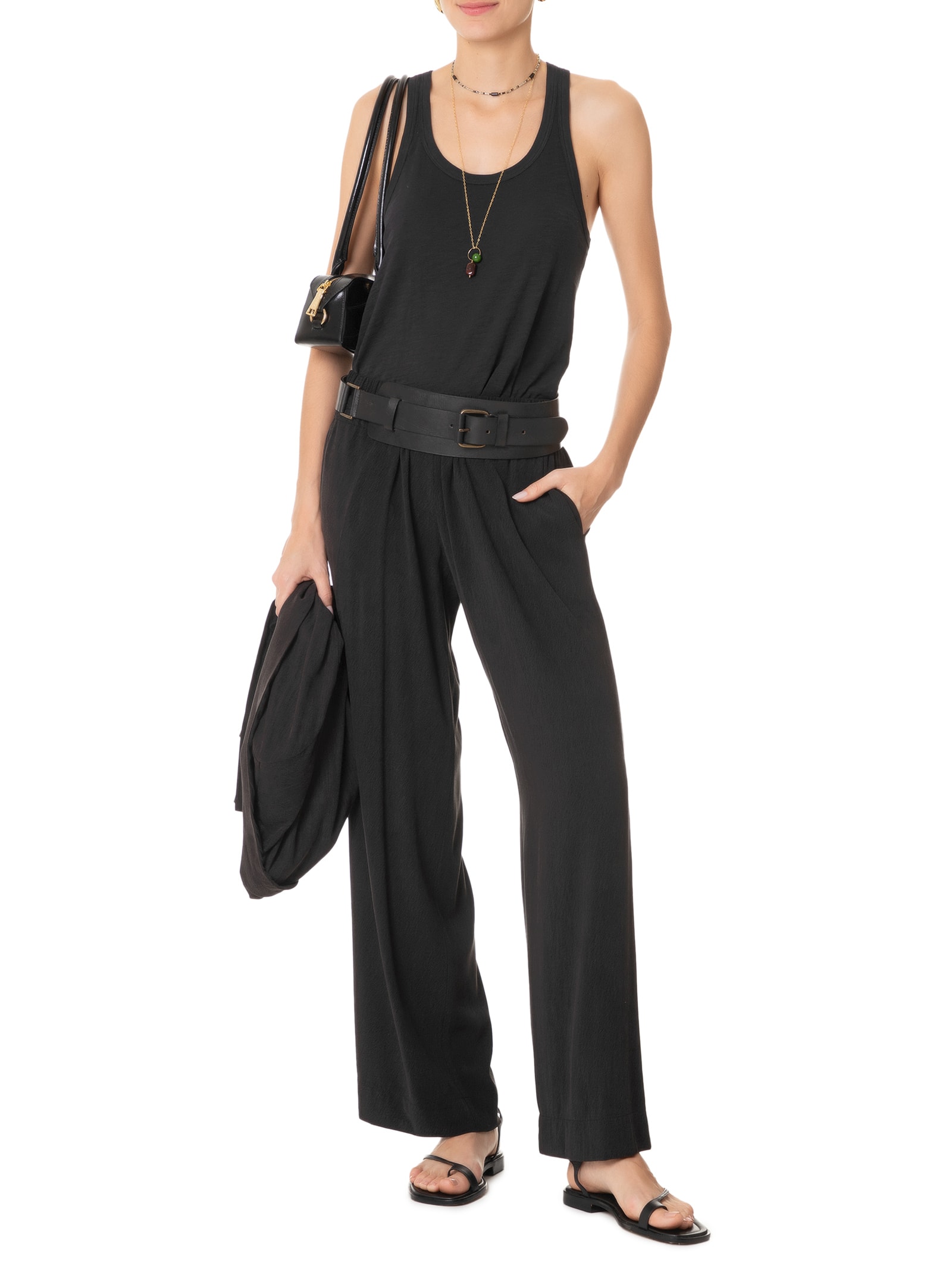 Regata Feminina Malha Nadador Preto Maria Filó