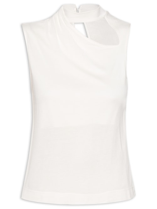 Regata Feminina Malha Recorte Frente – Branco