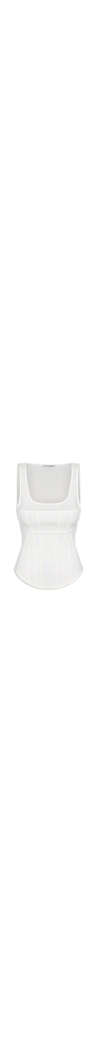 Regata Feminina Malha Recortes Corset - Off White