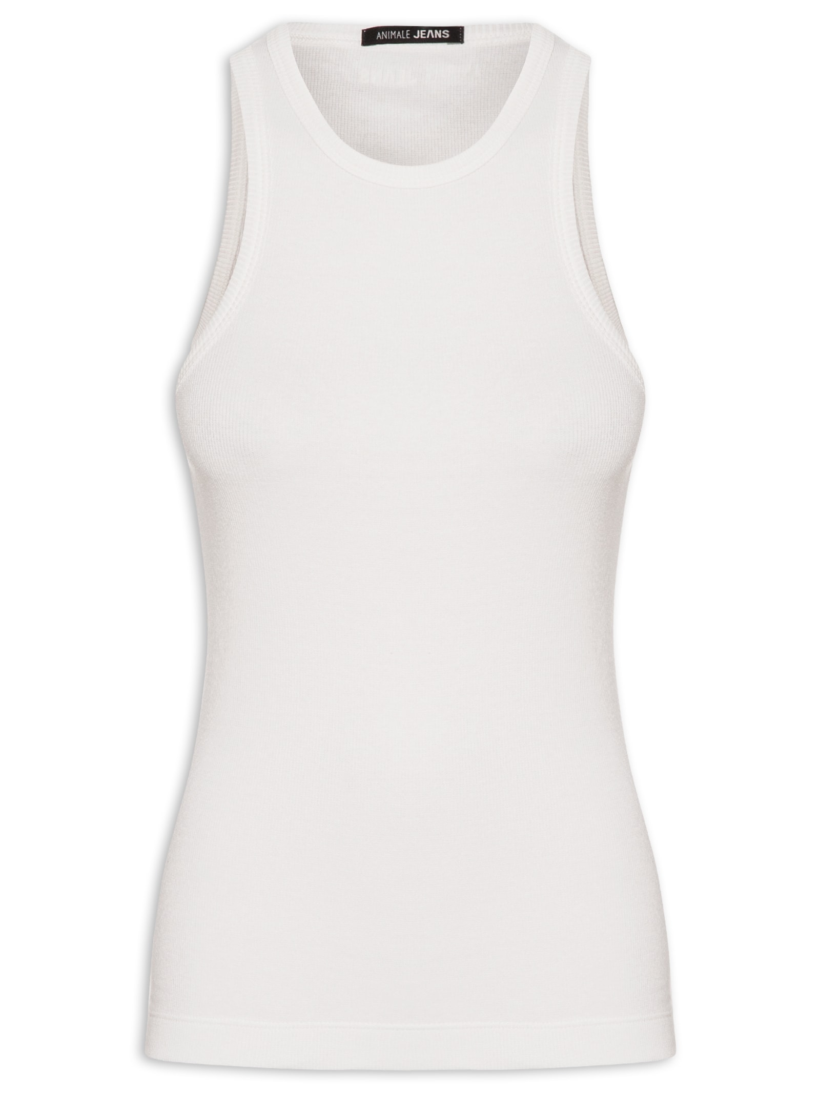 Regata Feminina Malha Rib Halter Neck Branco Animale Jeans