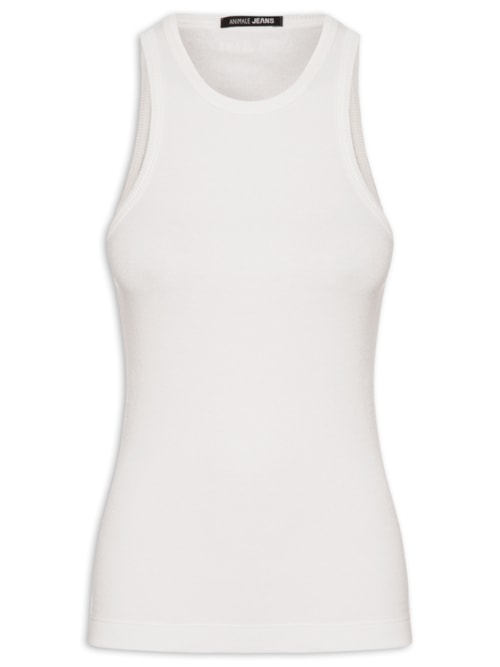 Regata Feminina Malha Rib Halter Neck – Branco