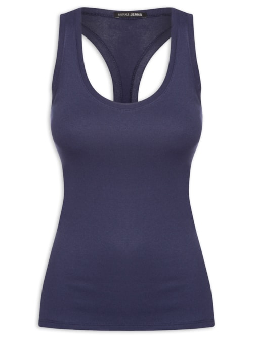 Regata Feminina Malha Tricot Nadador – Azul
