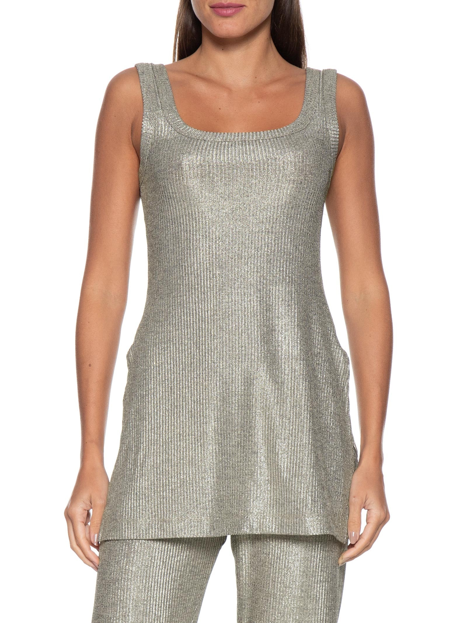 Regata Feminina Metalizada Dourado Colcci