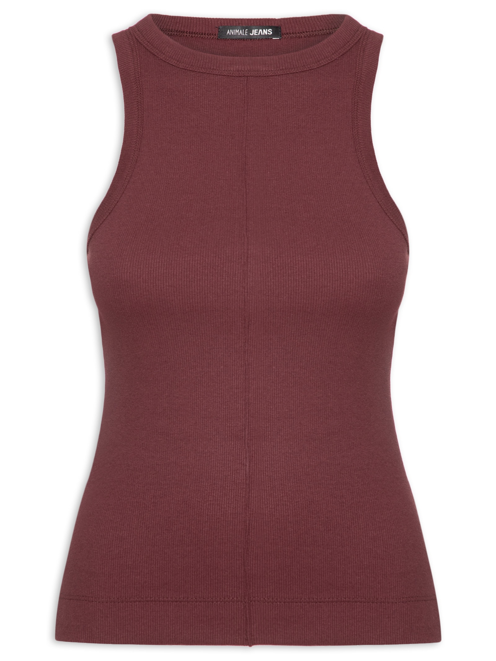 Regata Feminina Nadador Com Friso Frontal Marrom Animale Jeans