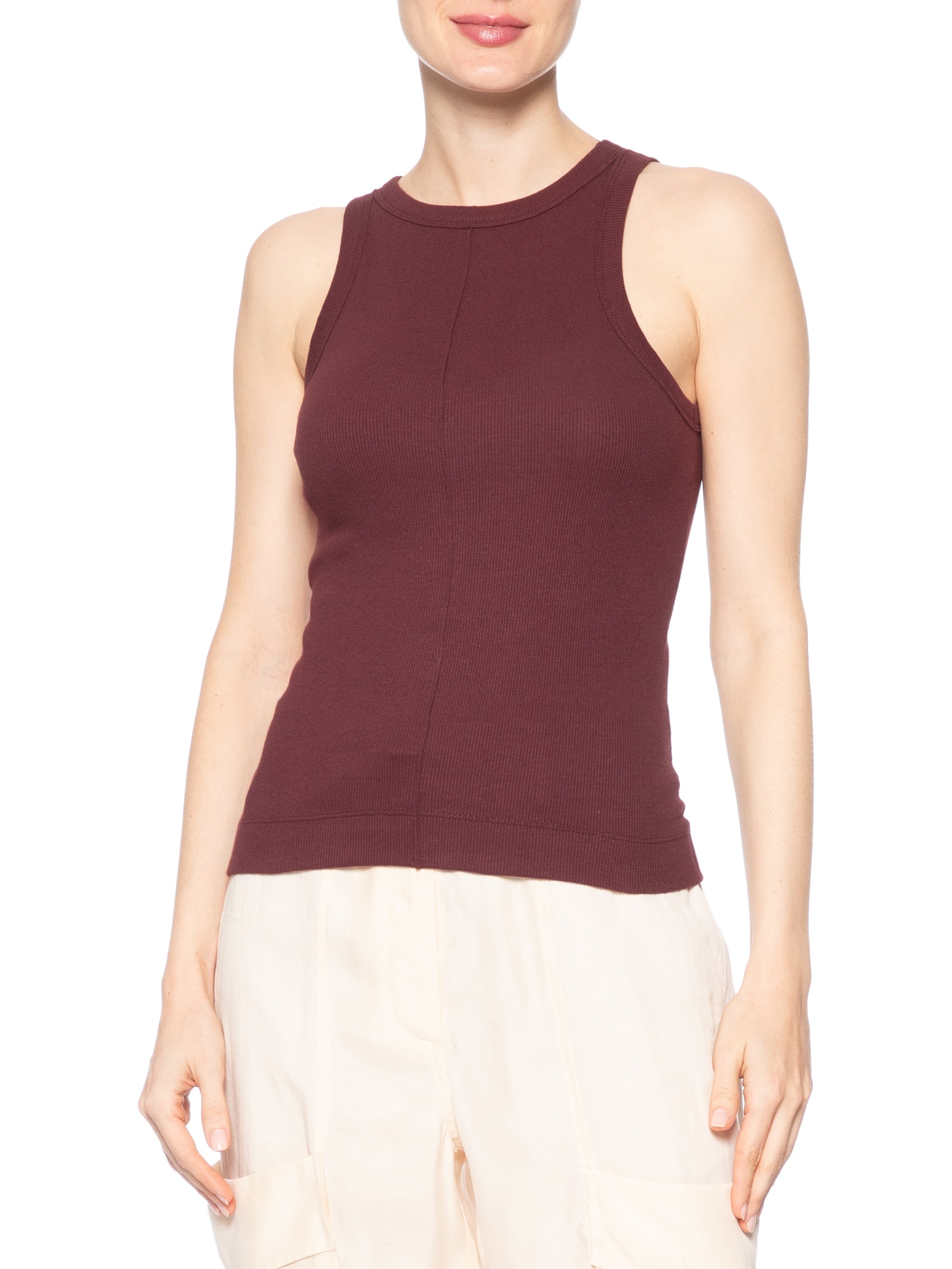 Regata Feminina Nadador Com Friso Frontal Marrom Animale Jeans