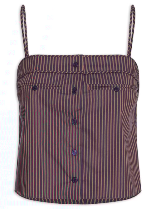 Regata Feminina Nara Listras Brick – Azul