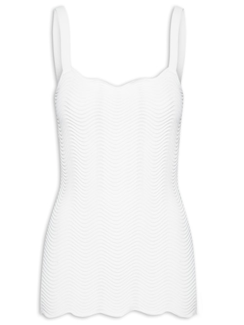 Regata Feminina Ondas Tricot Peplum - Branco
