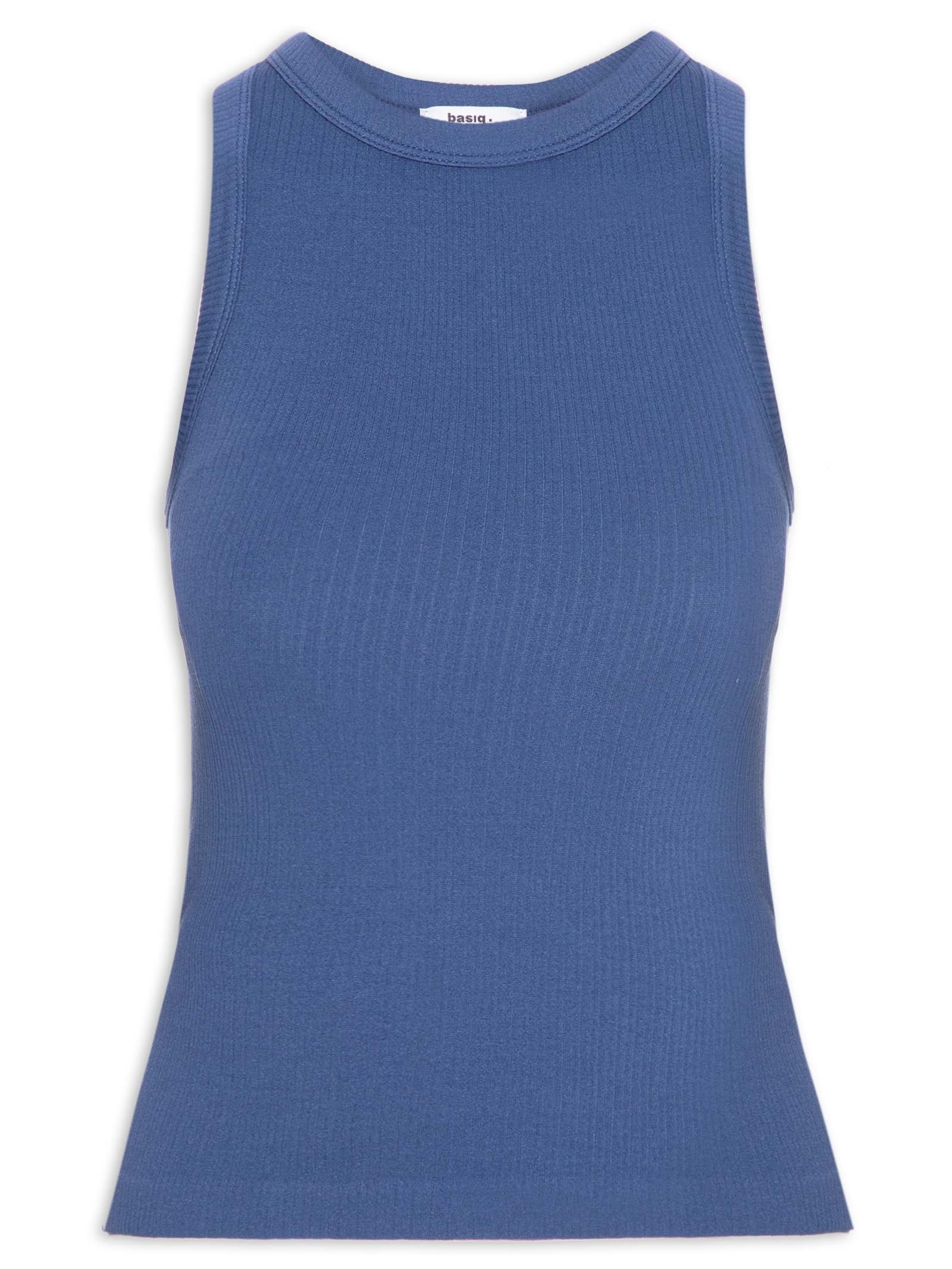 Regata Feminina Poliamida Canelada Azul Basiq