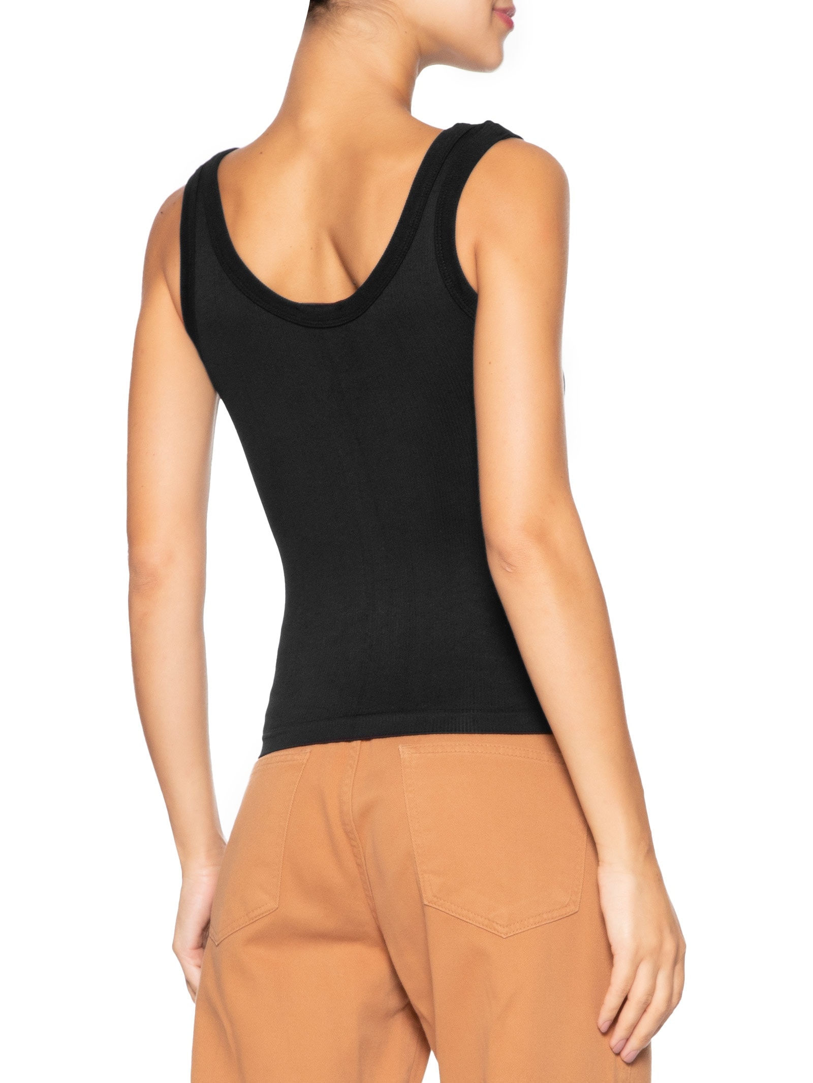 Regata Feminina Poliamida Canelada Decote em U Preto Basiq