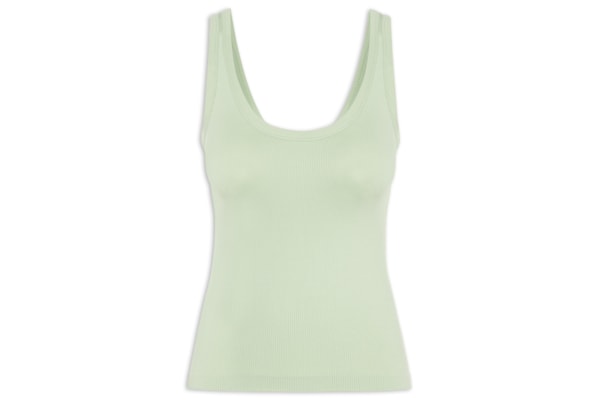 Regata Feminina Poliamida Canelada Decote em U - Verde