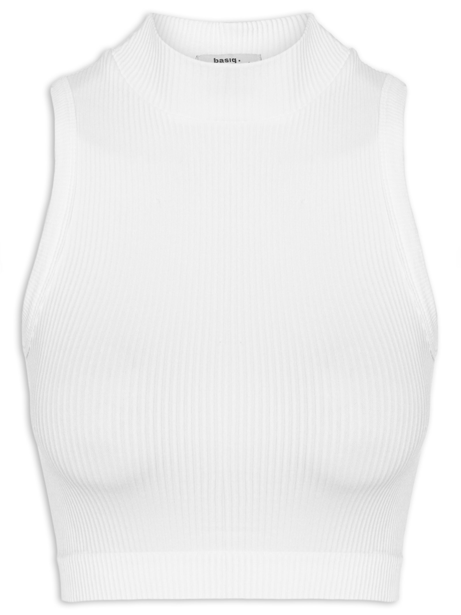 Regata Feminina Poliamida Canelada Gola Branco Basiq