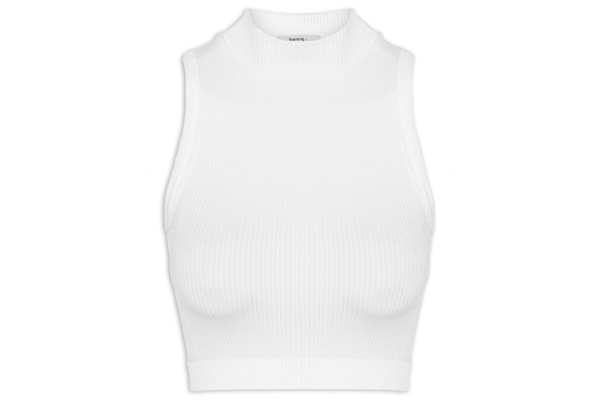 Regata Feminina Poliamida Canelada Gola - Branco