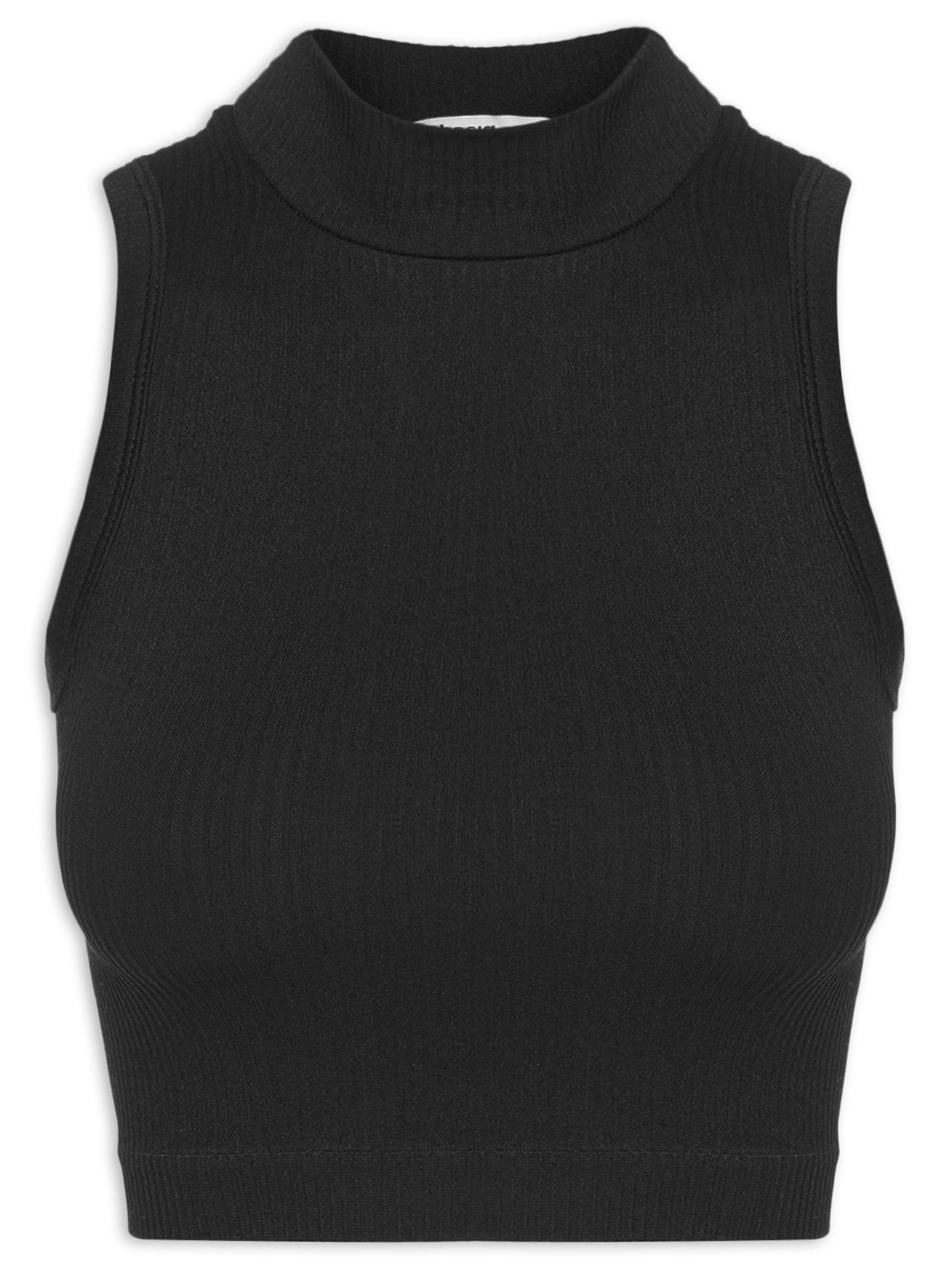 Regata Feminina Poliamida Canelada Gola Preto Basiq