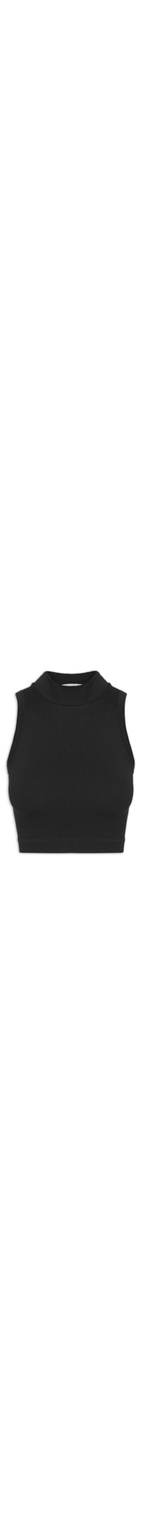 Regata Feminina Poliamida Canelada Gola - Preto