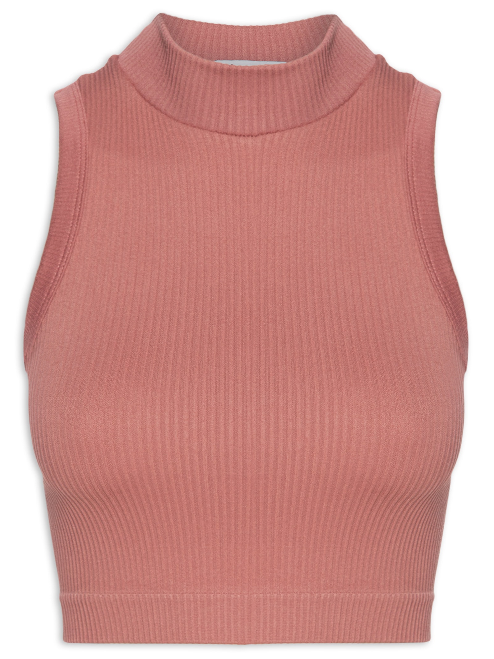 Regata Feminina Poliamida Canelada Gola Rosa Basiq