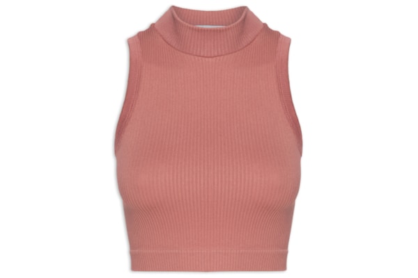 Regata Feminina Poliamida Canelada Gola - Rosa