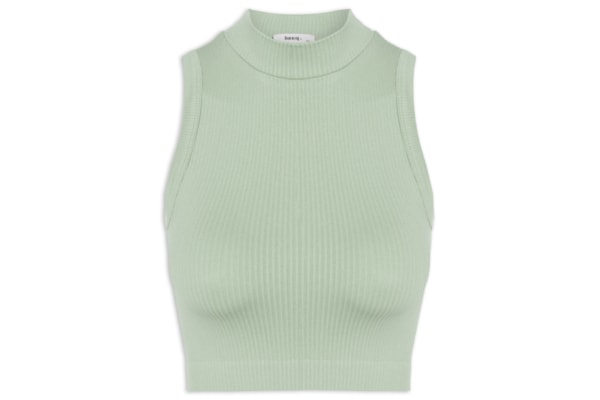 Regata Feminina Poliamida Canelada Gola - Verde