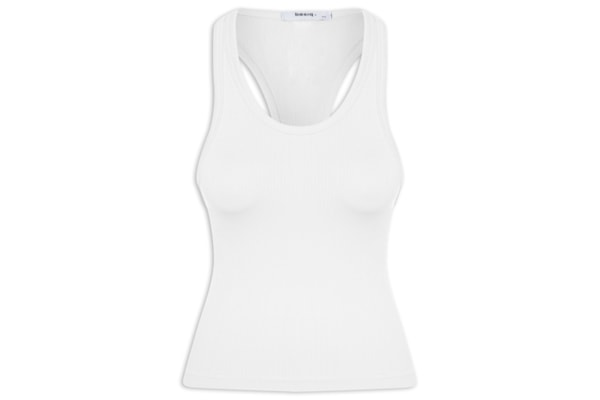 Regata Feminina Poliamida Canelada Nadadora - Branco