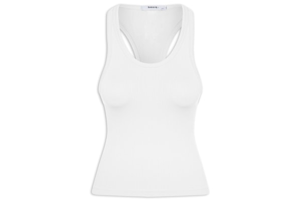 Regata Feminina Poliamida Canelada Nadadora - Branco