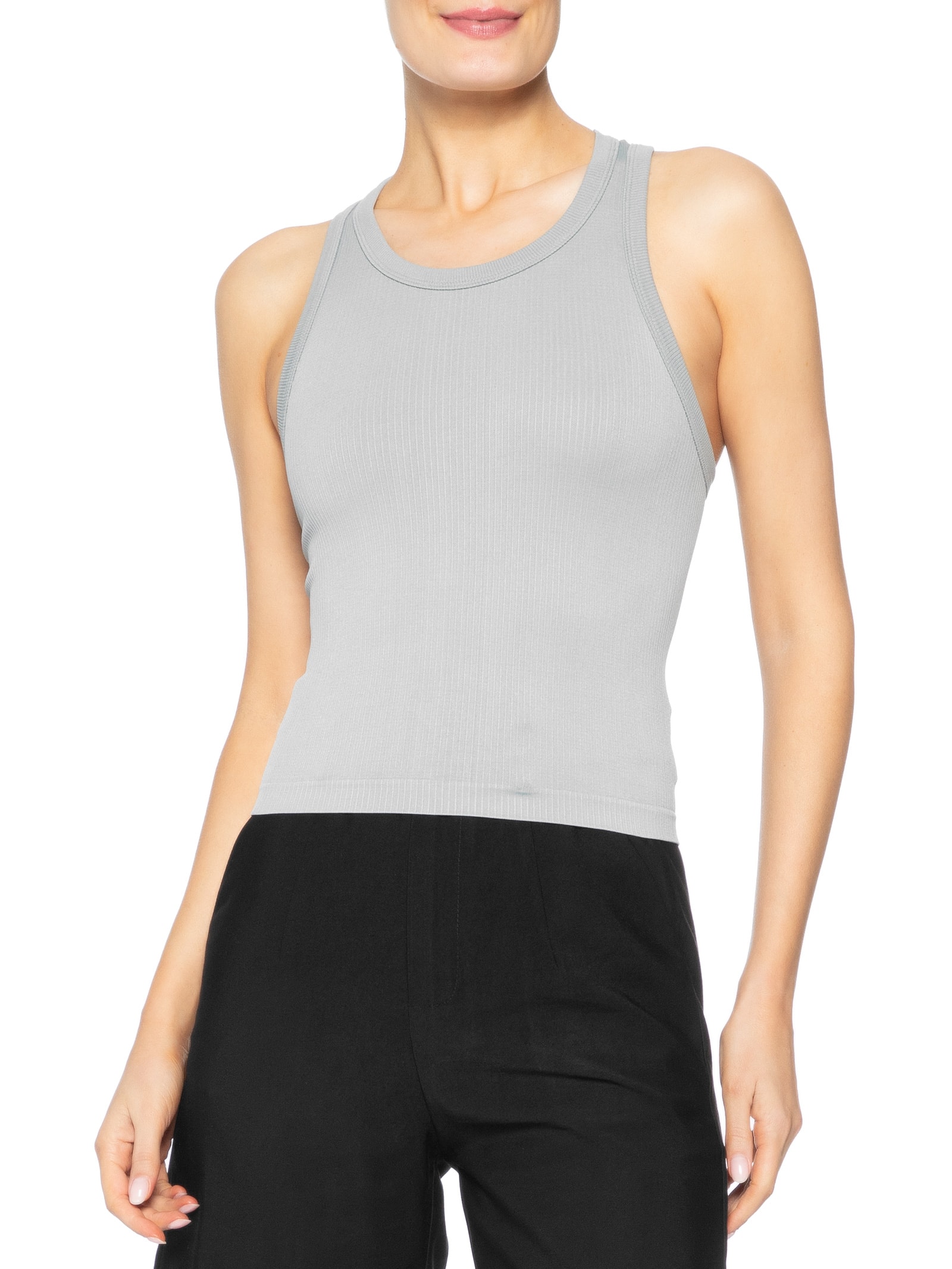 Regata Feminina Poliamida Canelada Nadadora Cinza Basiq