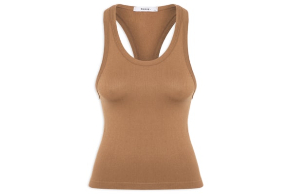 Regata Feminina Poliamida Canelada Nadadora - Marrom