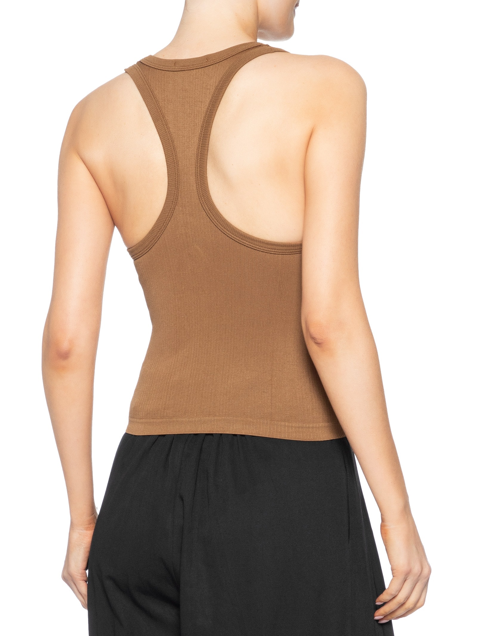 Regata Feminina Poliamida Canelada Nadadora Marrom Basiq