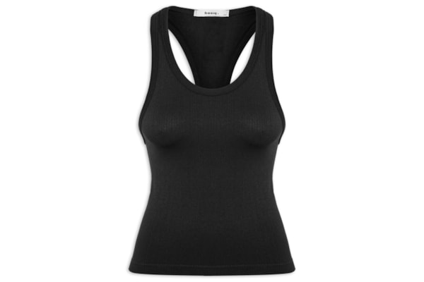 Regata Feminina Poliamida Canelada Nadadora - Preto