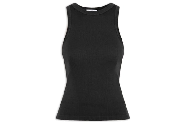 Regata Feminina Poliamida Canelada - Preto