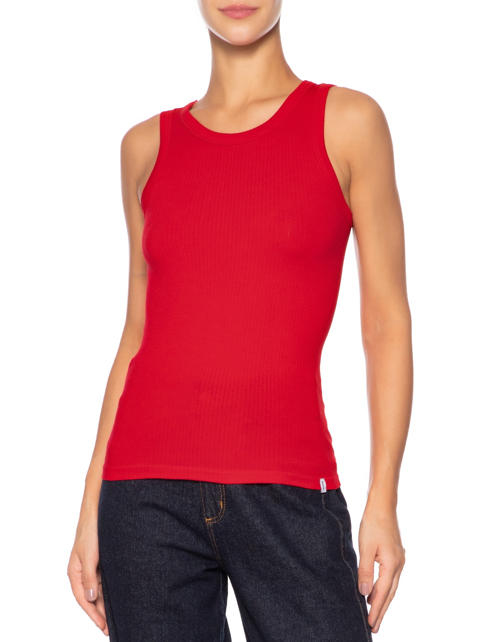 Regata Feminina Poliamida Canelada Vermelho Basiq