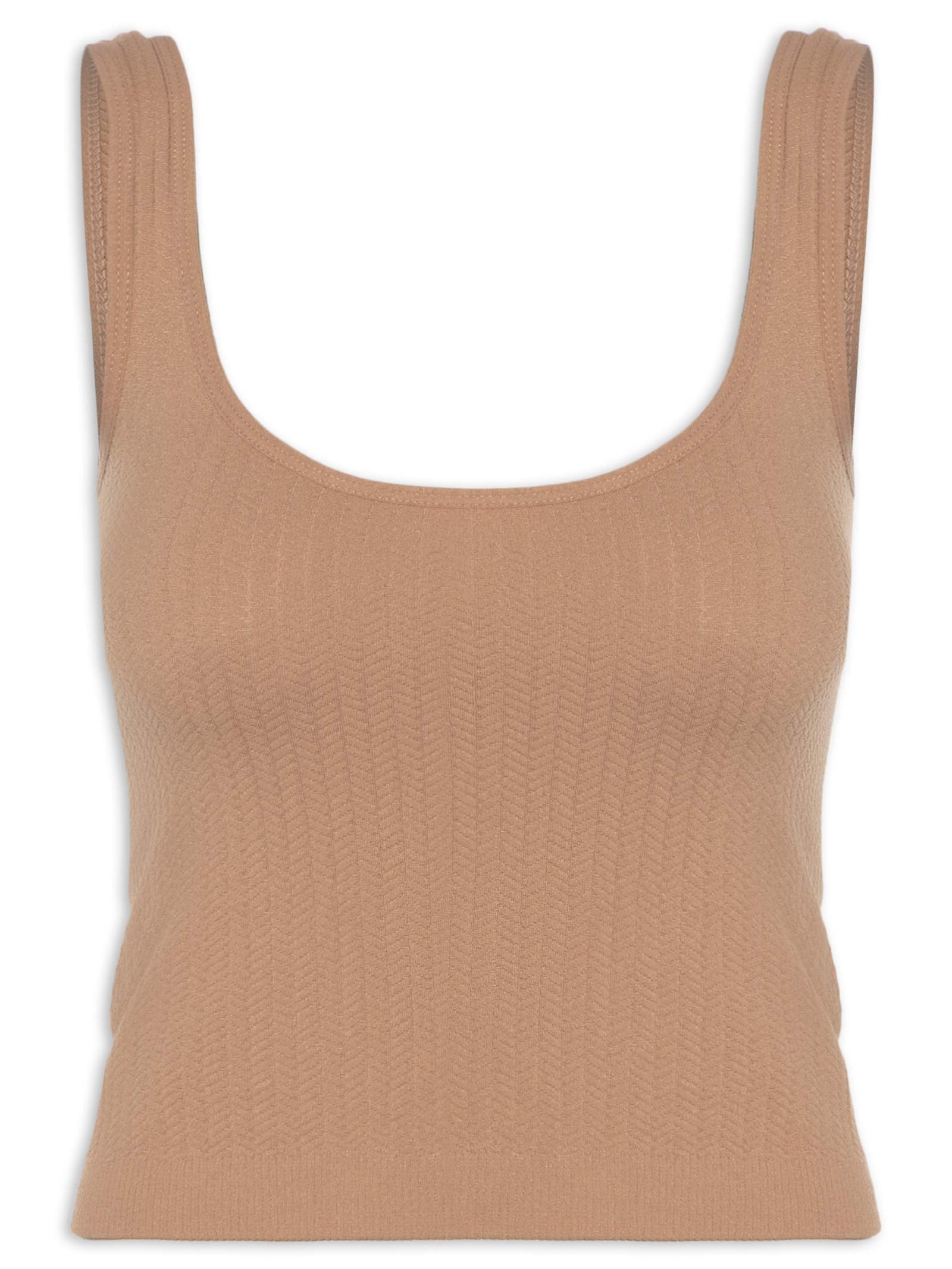 Regata Feminina Poliamida Decote Em U Marrom Basiq