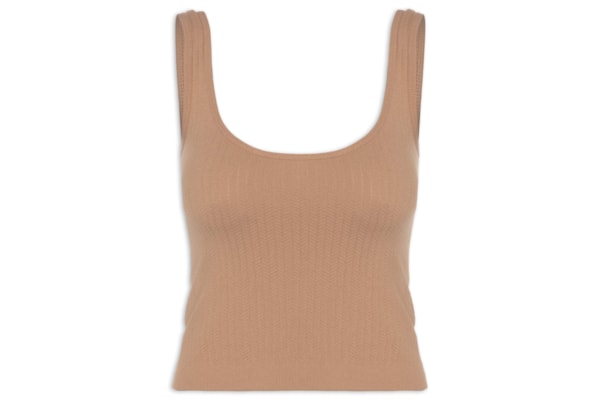 Regata Feminina Poliamida Decote Em U - Marrom