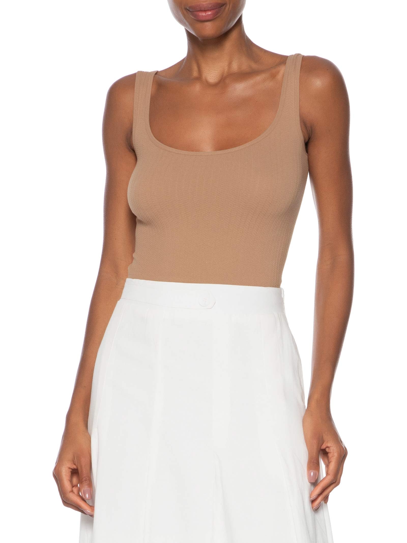 Regata Feminina Poliamida Decote Em U Marrom Basiq