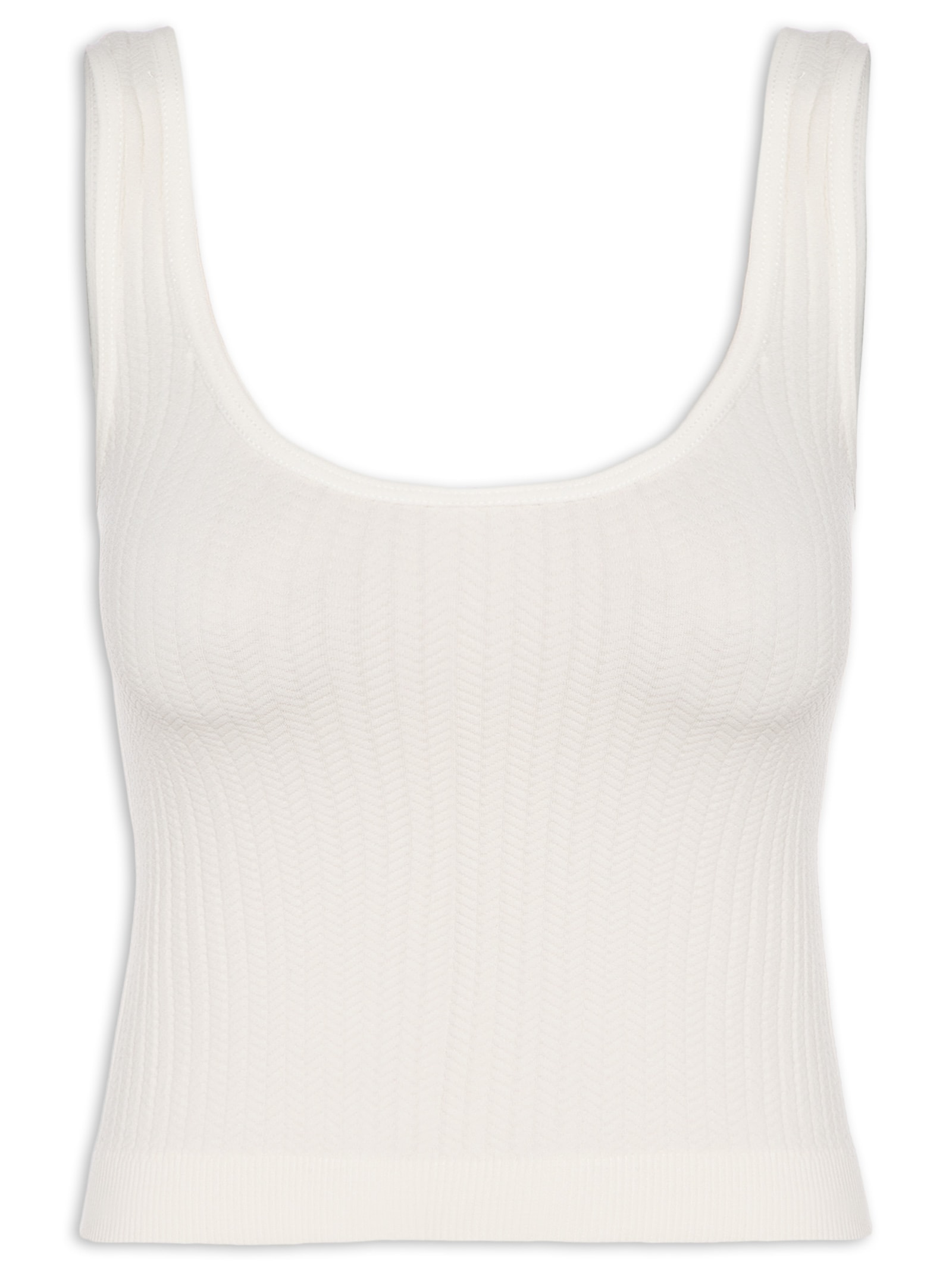 Regata Feminina Poliamida Decote Em U Off White Basiq