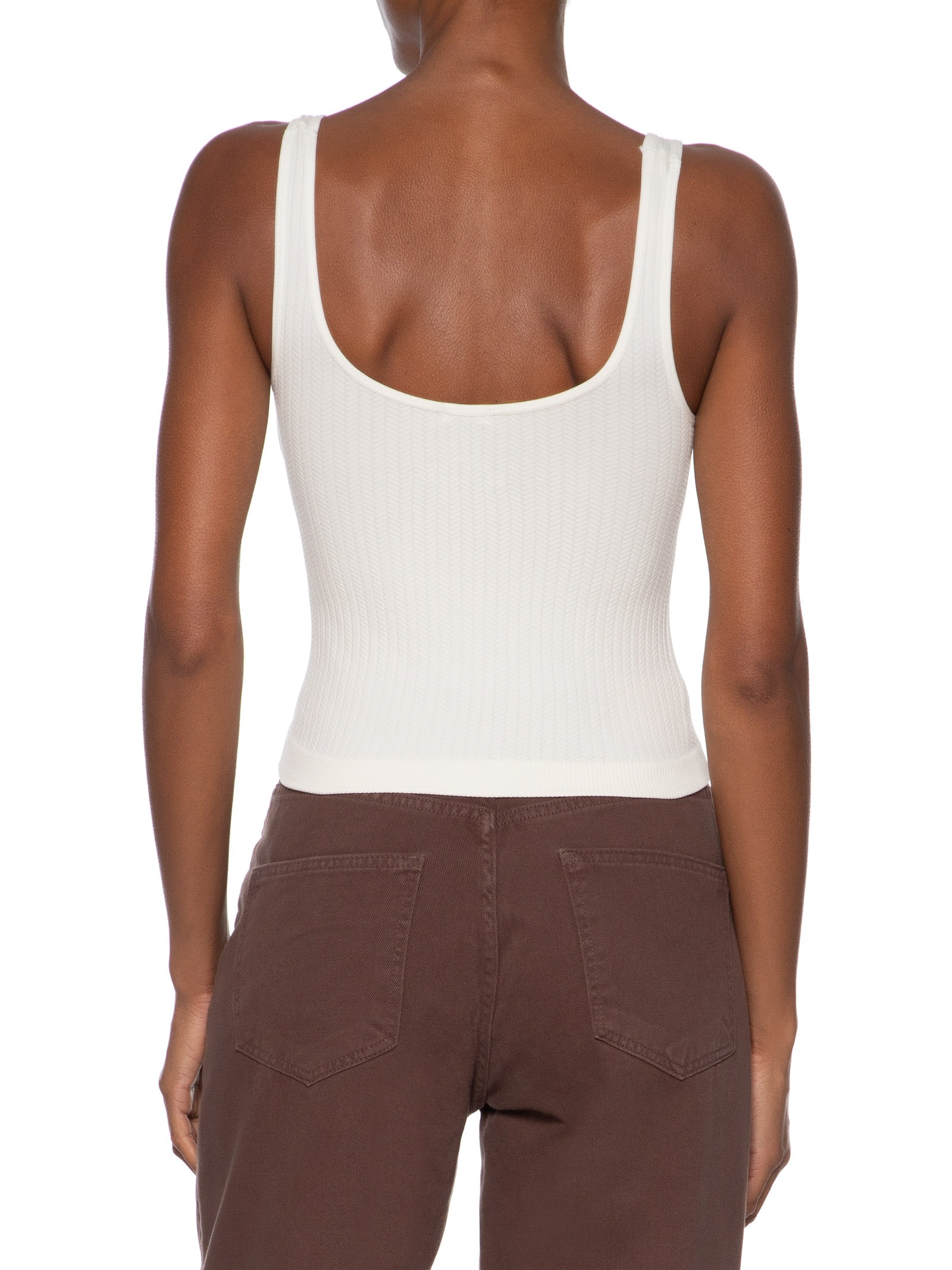 Regata Feminina Poliamida Decote Em U Off White Basiq