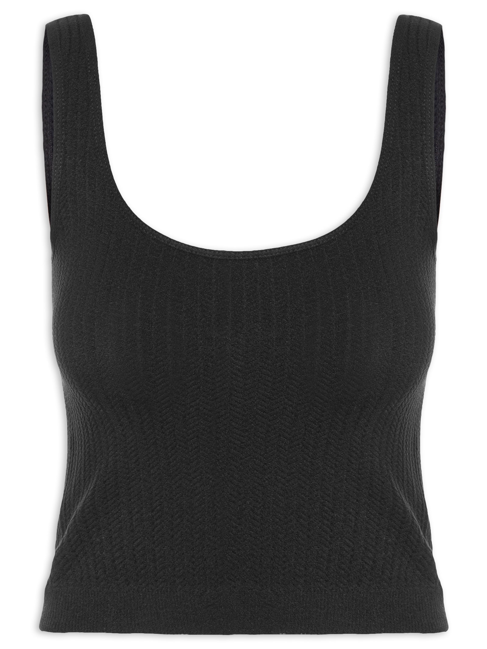 Regata Feminina Poliamida Decote Em U Preto Basiq
