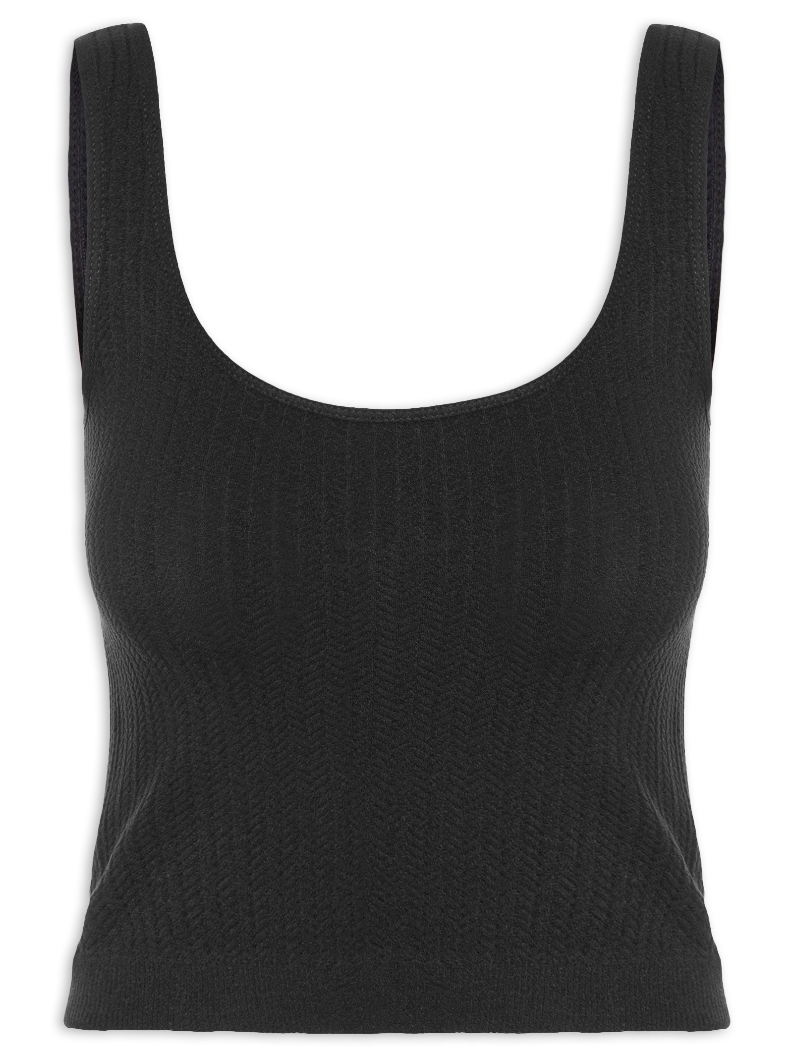 Regata Feminina Poliamida Decote Em U Preto Basiq