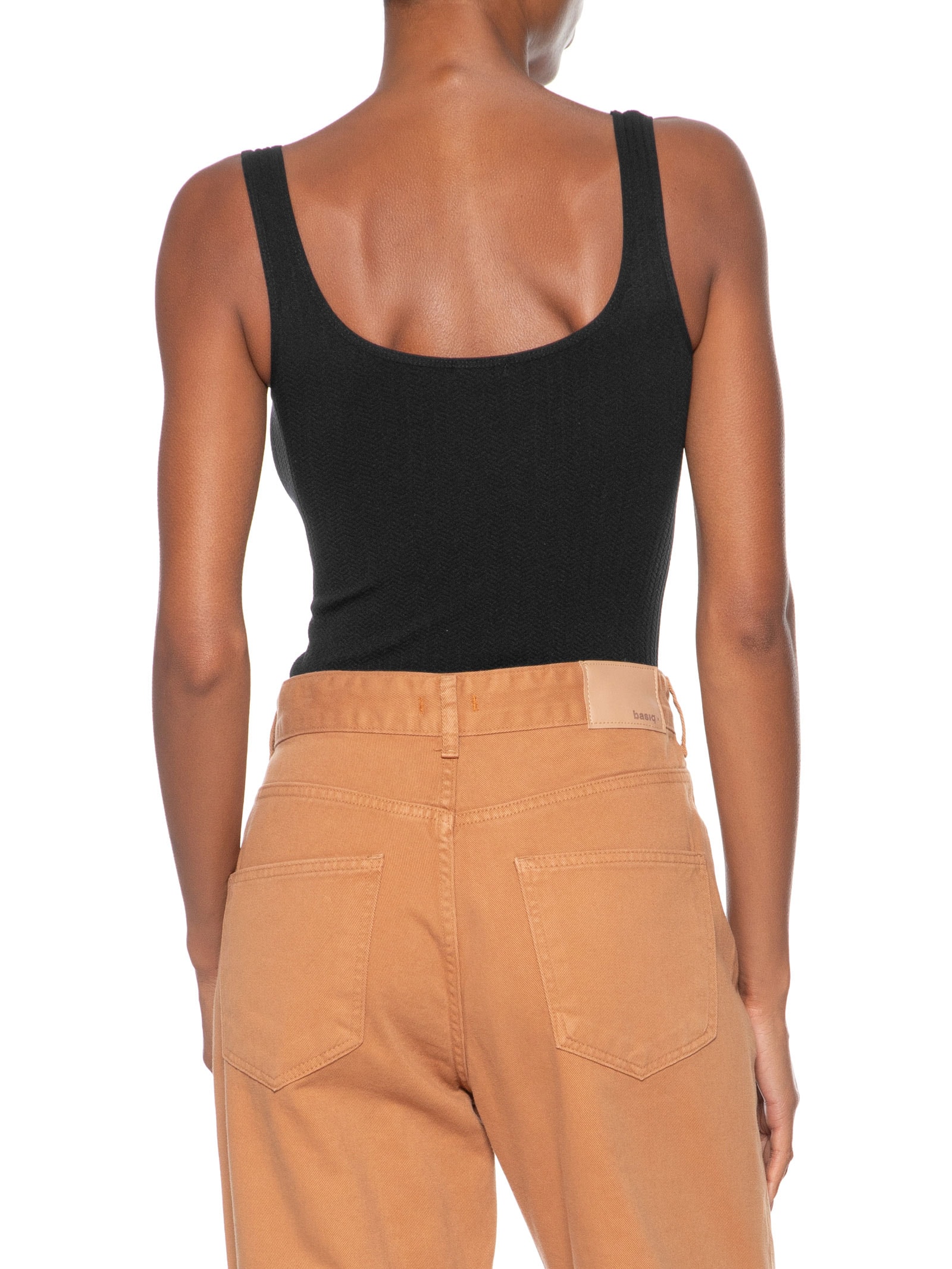 Regata Feminina Poliamida Decote Em U Preto Basiq