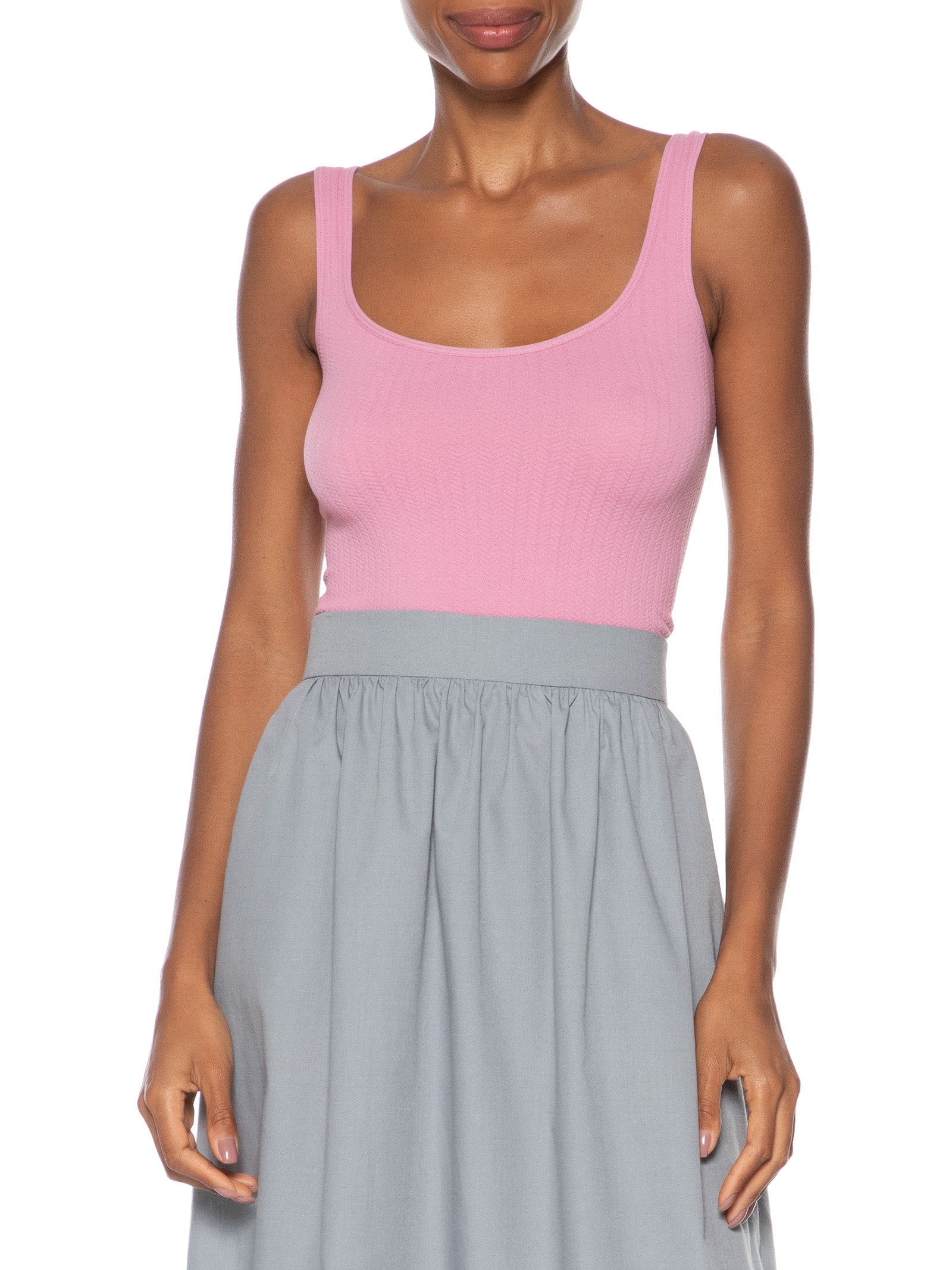 Regata Feminina Poliamida Decote Em U Rosa Basiq