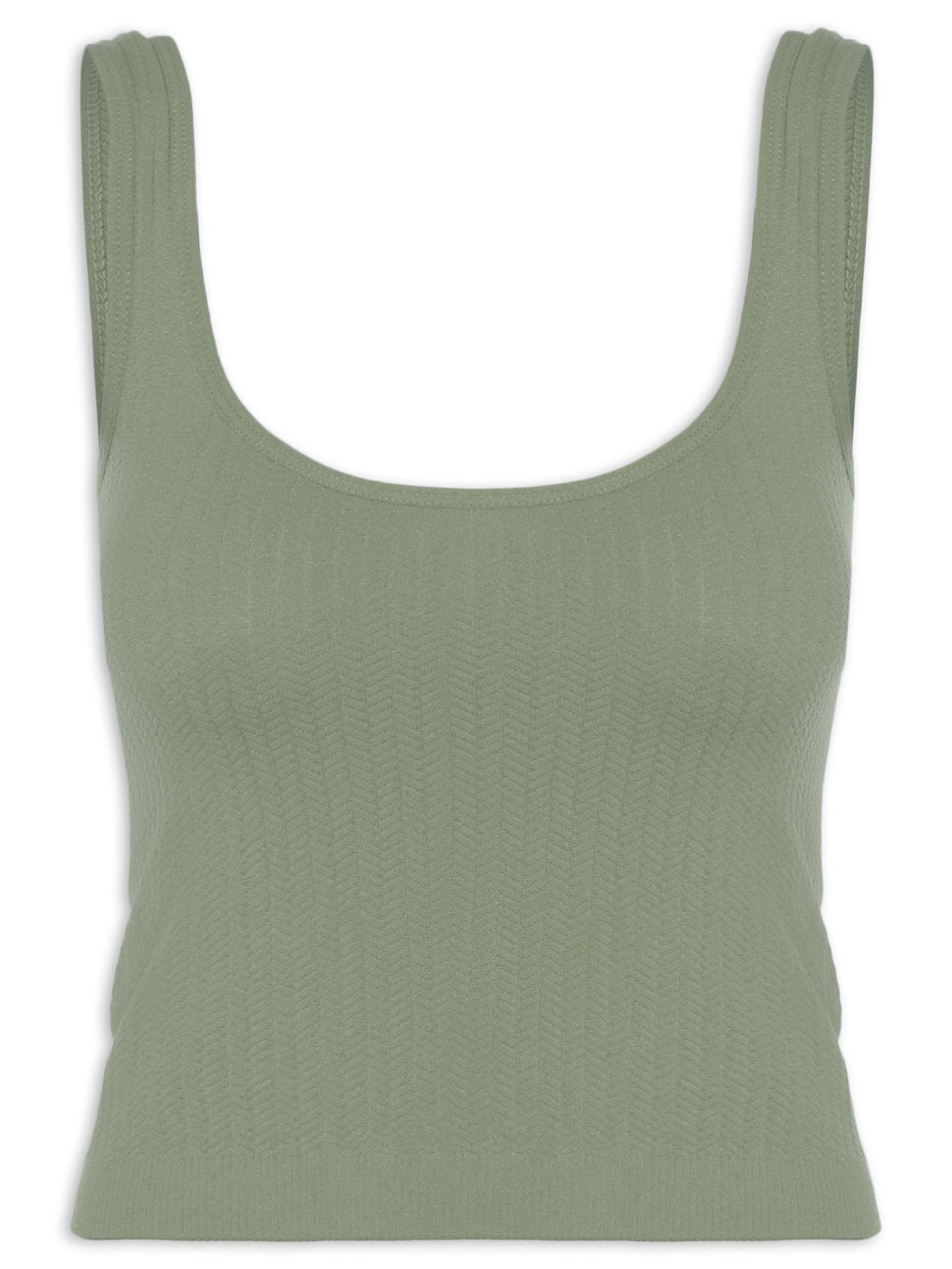 Regata Feminina Poliamida Decote Em U Verde Basiq