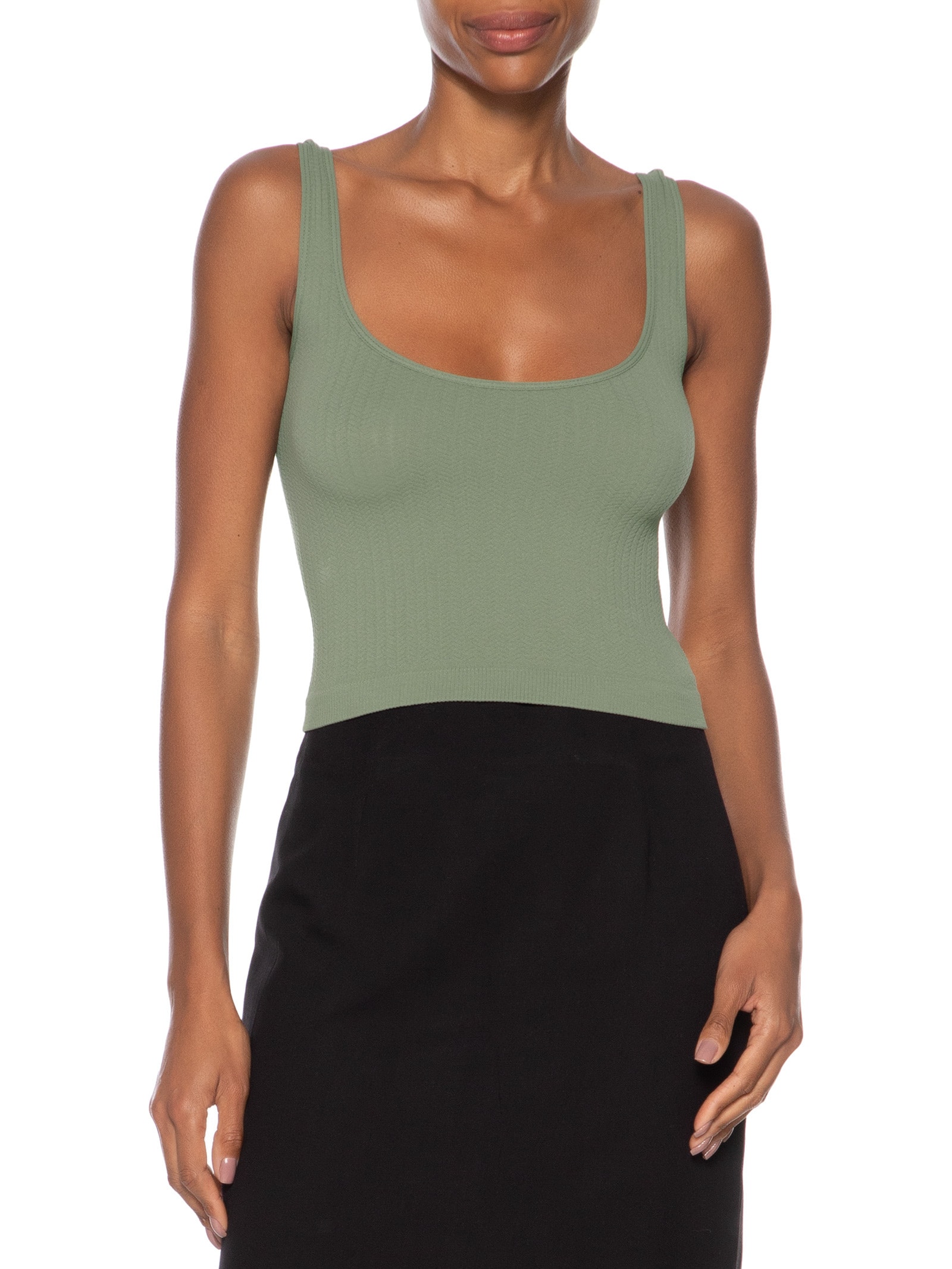 Regata Feminina Poliamida Decote Em U Verde Basiq