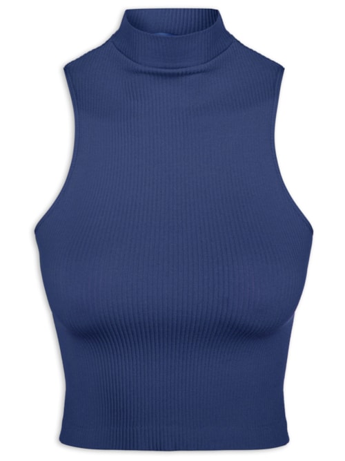 Regata Feminina Poliamida Gola Alta – Azul