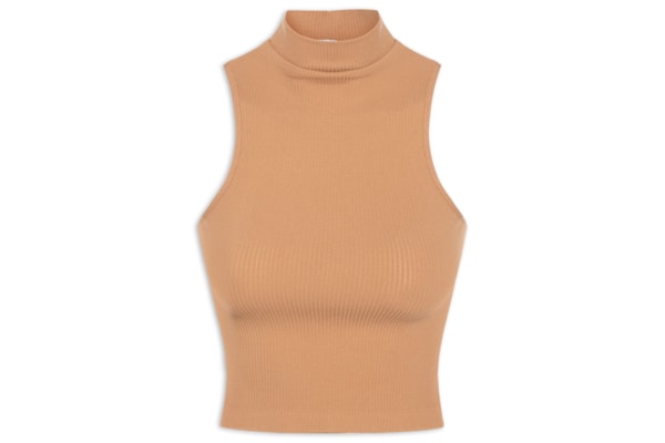 Regata Feminina Poliamida Gola Alta - Bege