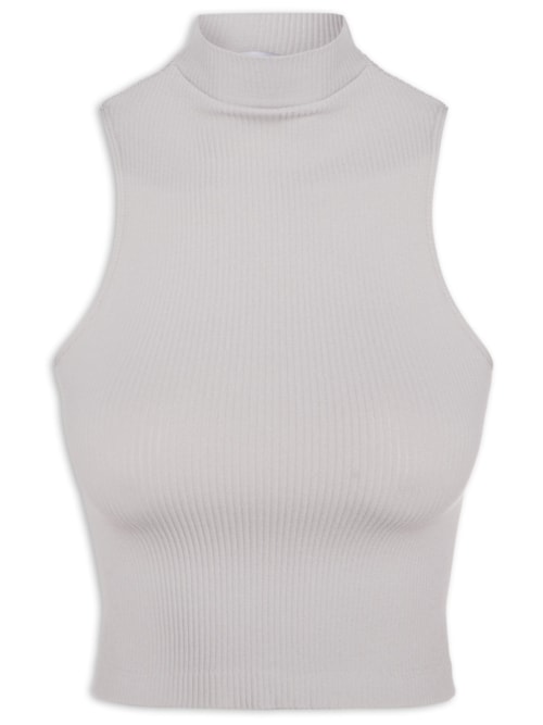 Regata Feminina Poliamida Gola Alta – Cinza